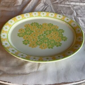 Franciscan 70’s Picnic Daisy Oval Platter - Green and Yellow
